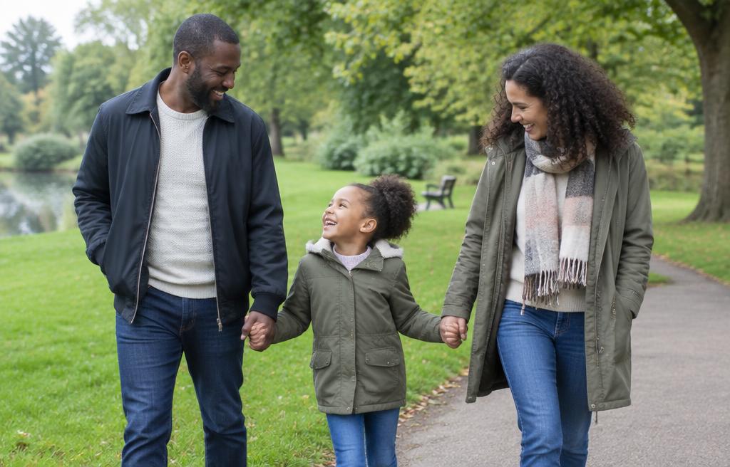 A family spending time together in a park