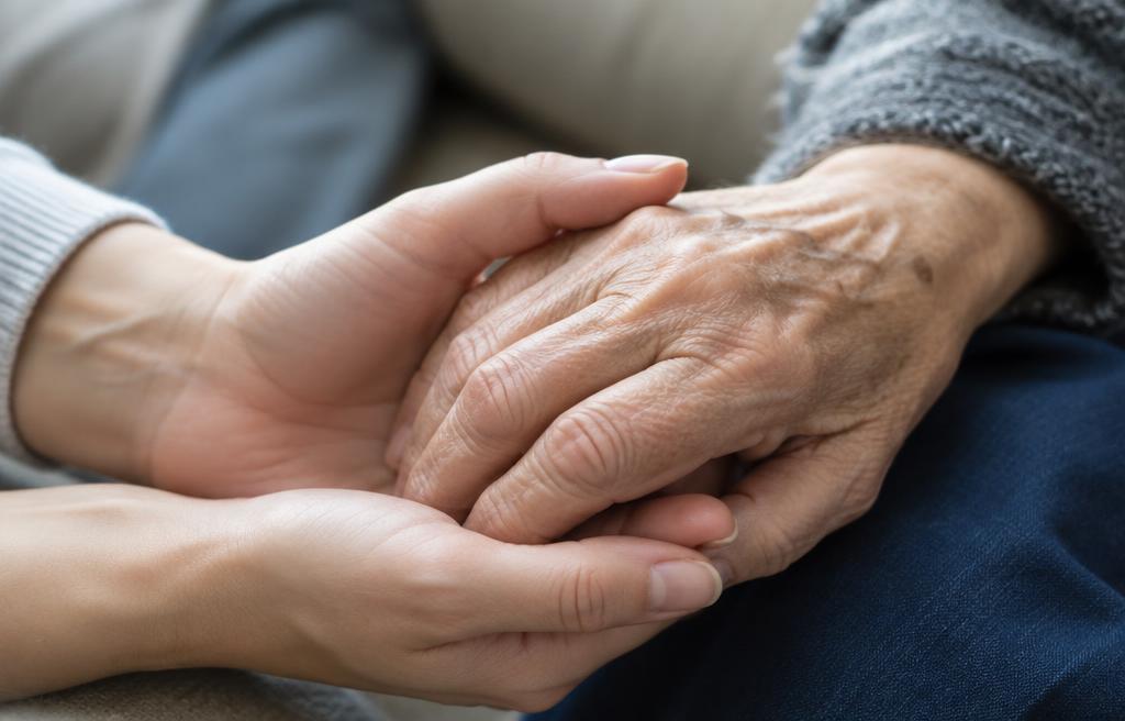 Hands held together in a moment of support